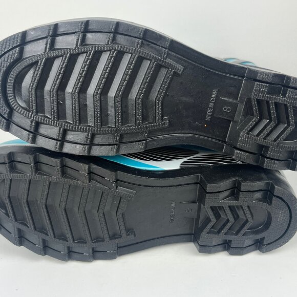 Weather Spirits Rain Boots Size 8 Blue Black Rubber Pull On Low Block Heel 1.3in - Picture 6 of 6